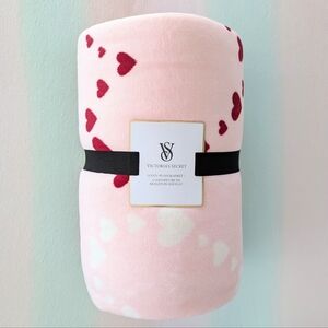 Victoria's Secret Pink and Red Heart Cozy Blanket Valentine's Throw